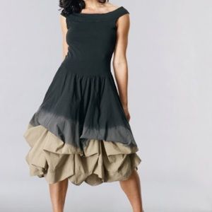 Luna Luz Black Gray Taupe Ruffle Dress